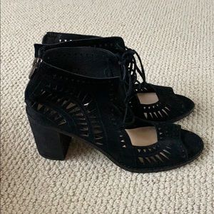 Vince Camuto Black Open Toe Booties/Sandals
